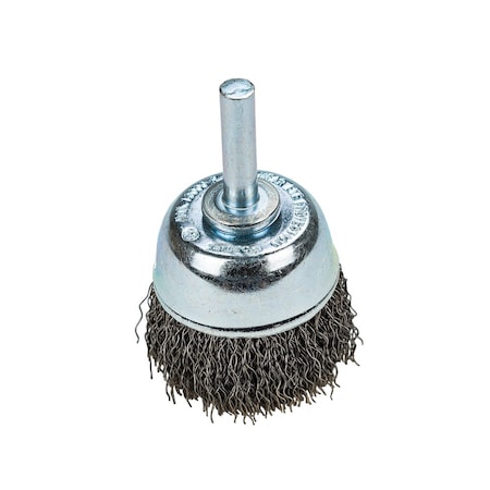 Forney Command PRO Cup Brush Crimped, 1-1/2 in x .014 in x 1/4 in Shank 60004
